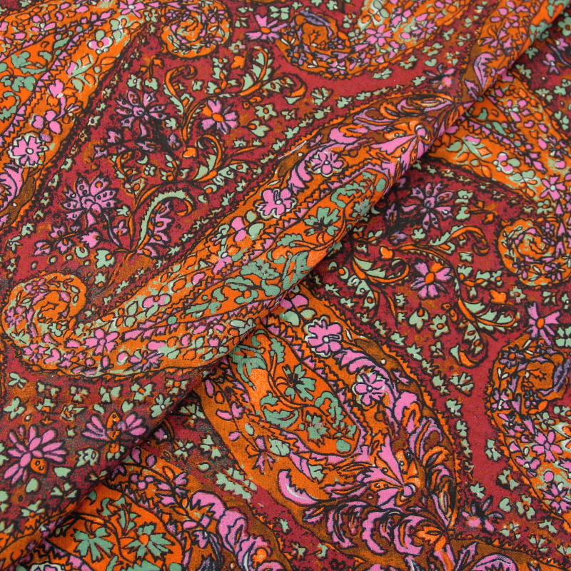 Toile de coton et élasthanne imprimée - Cachemire multicolor