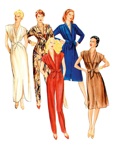 Patron Butterick 7036 U5 (44-52) - Combinaison, robe et ceinture-écharpe vintage