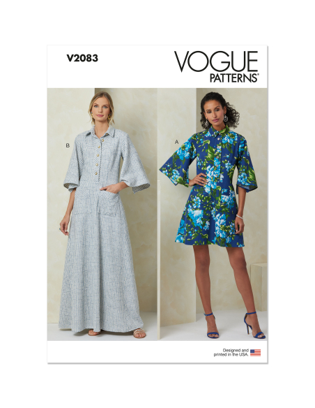 Patron Vogue 2083 B5 (36-44) - Combinaison, robe et ceinture-écharpe vintage années 1980