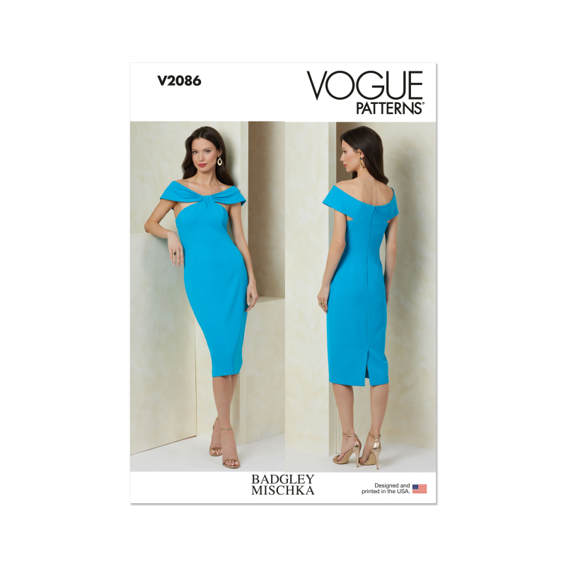 Patron Vogue 2086/B5 (36-44) - Robe fourreau moulante à manches hors épaule