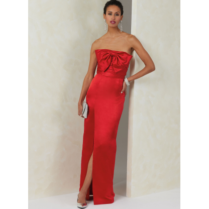 Patron Vogue 2088/B5 (36-44) - Robe bustier fendue et jupe plissée avec ceinture 2