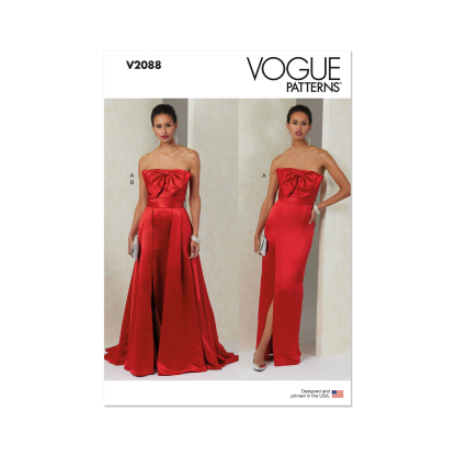 Patron Vogue 2088/Y5 (46-54) - Robe bustier fendue et jupe plissée avec ceinture