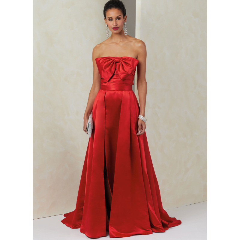 Patron Vogue 2088/Y5 (46-54) - Robe bustier fendue et jupe plissée avec ceinture
