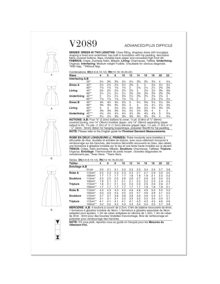 Patron Vogue 2089/R5 (42-50) - Robe bustier moulante à effet sculptant
