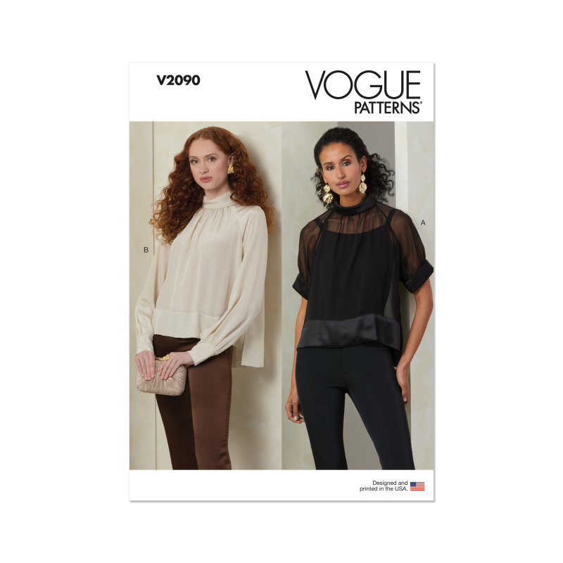 Patron Vogue 2090/B5 (36-42) - Haut col roulé à plis et manches raglan