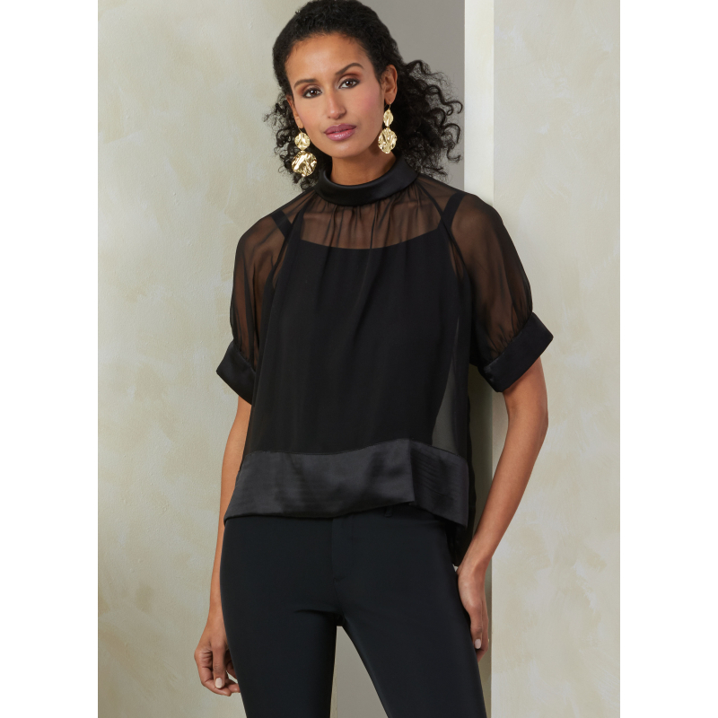 Patron Vogue 2090/Y5 (46-54) - Haut col roulé à plis et manches raglan