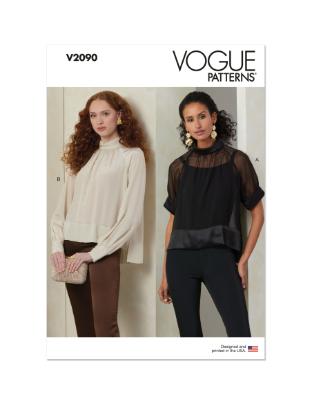 Patron Vogue 2090/Y5 (46-54) - Haut col roulé à plis et manches raglan