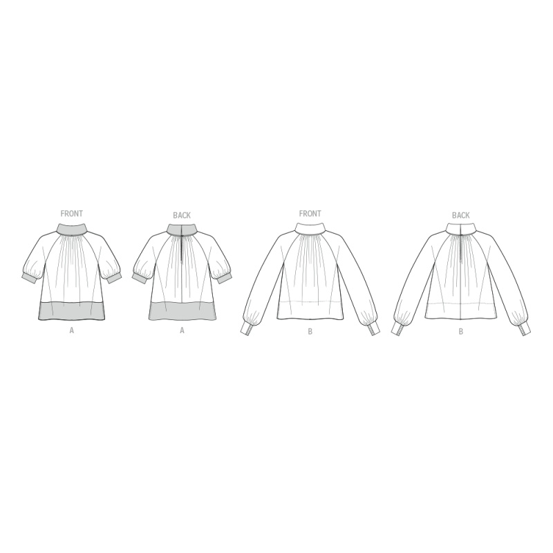 Patron Vogue 2090/Y5 (46-54) - Haut col roulé à plis et manches raglan