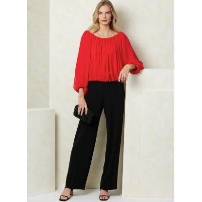 Patron Vogue 2091/A5 (32-54) - Haut bulle drapé à finitions élastiquées 2