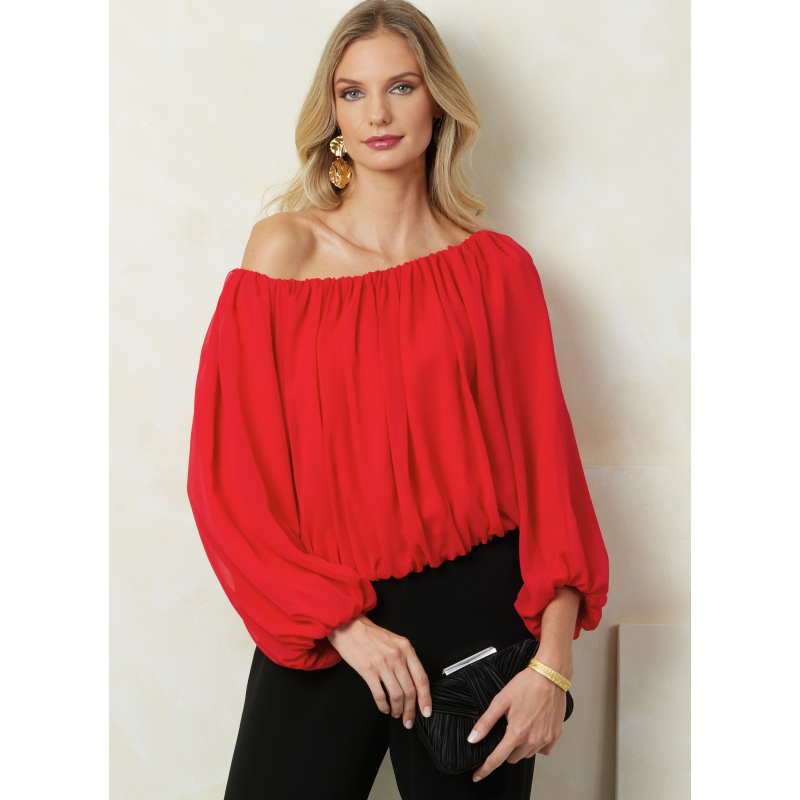 Patron Vogue 2091/A5 (32-54) - Haut bulle drapé à finitions élastiquées