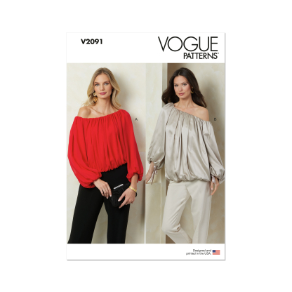 Patron Vogue 2091/A5 (32-54) - Haut bulle drapé à finitions élastiquées