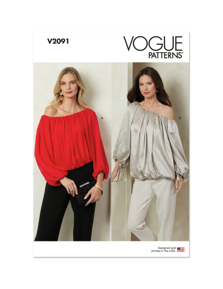 Patron Vogue 2091/A5 (32-54) - Haut bulle drapé à finitions élastiquées