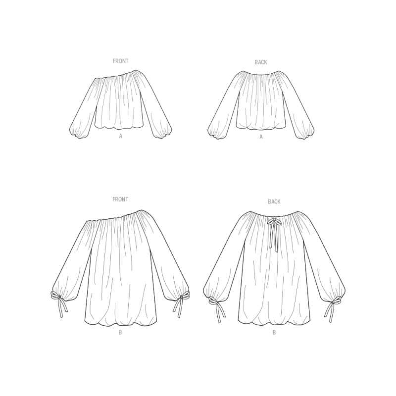 Patron Vogue 2091/A5 (32-54) - Haut bulle drapé à finitions élastiquées