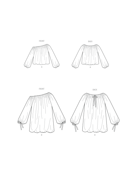 Patron Vogue 2091/A5 (32-54) - Haut bulle drapé à finitions élastiquées