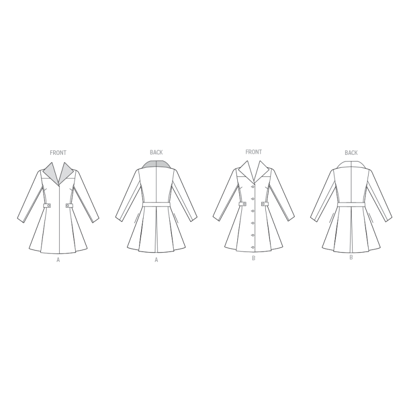 Patron Vogue 2092/H5 (34-42) - Manteaux rétro ceinturés à manches longues