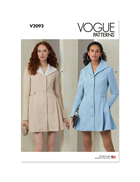 Patron Vogue 2092/U5 (44-52) - Manteaux rétro ceinturés à manches longues