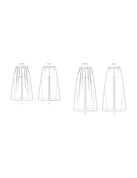 Patron Vogue 2094/B5 (36-44) - Pantalon à jambes larges avec plis et ceinture boutonnée