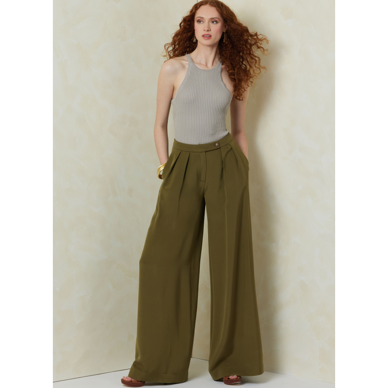 Patron Vogue 2094/B5 (36-44) - Pantalon à jambes larges avec plis et ceinture boutonnée