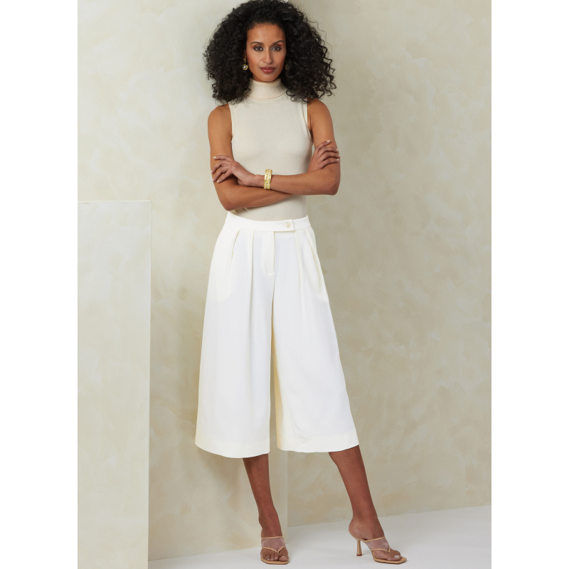 Patron Vogue 2094/Y5 (46-54) - Pantalon à jambes larges avec plis et ceinture boutonnée