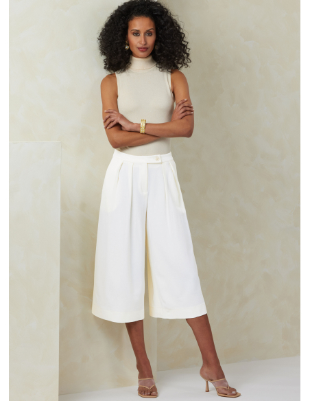 Patron Vogue 2094/Y5 (46-54) - Pantalon à jambes larges avec plis et ceinture boutonnée