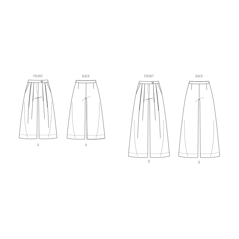 Patron Vogue 2094/Y5 (46-54) - Pantalon à jambes larges avec plis et ceinture boutonnée