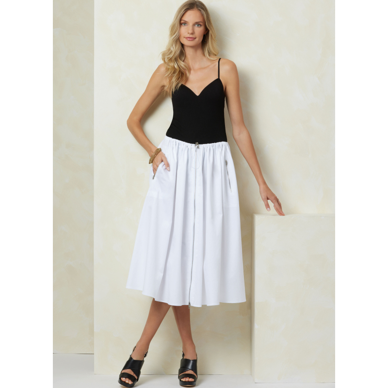 Patron Vogue 2095/A (36-50) - Jupe évasée plissée avec ouverture zippée et cordon