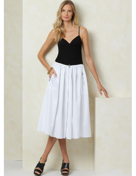 Patron Vogue 2095/A (36-50) - Jupe évasée plissée avec ouverture zippée et cordon