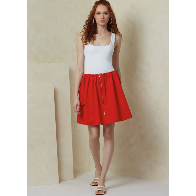 Patron Vogue 2095/A (36-50) - Jupe évasée plissée avec ouverture zippée et cordon