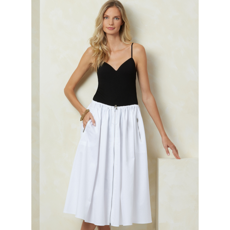 Patron Vogue 2095/A (36-50) - Jupe évasée plissée avec ouverture zippée et cordon