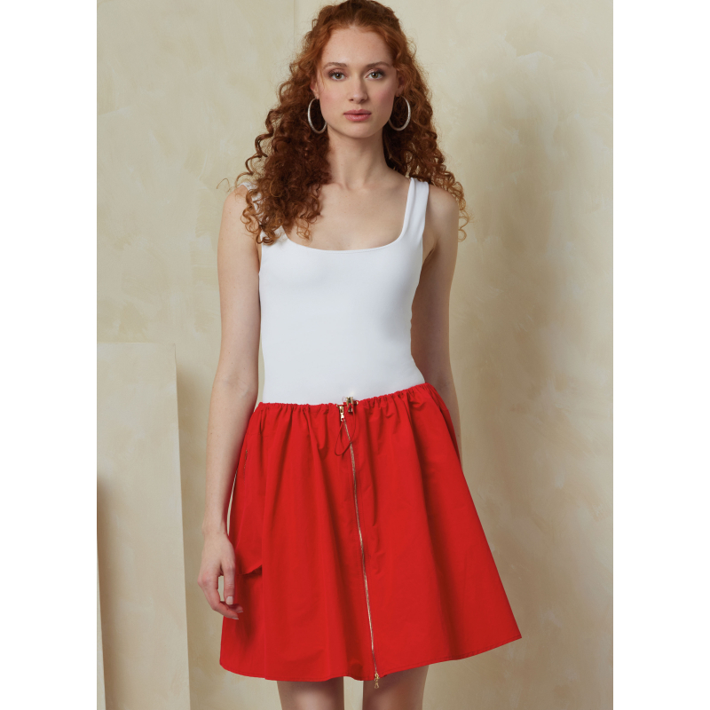 Patron Vogue 2095/A (36-50) - Jupe évasée plissée avec ouverture zippée et cordon