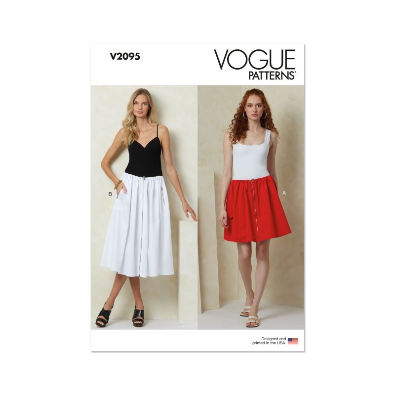 Patron Vogue 2095/A (36-50) - Jupe évasée plissée avec ouverture zippée et cordon