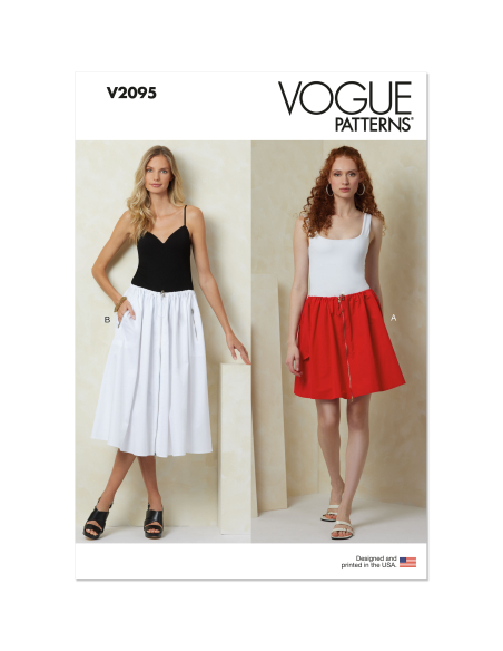 Patron Vogue 2095/A (36-50) - Jupe évasée plissée avec ouverture zippée et cordon