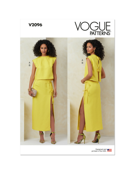 Patron Vogue 2096/Y5 (46-54) - Haut semi-ajusté et jupe fendue avec détails décoratifs