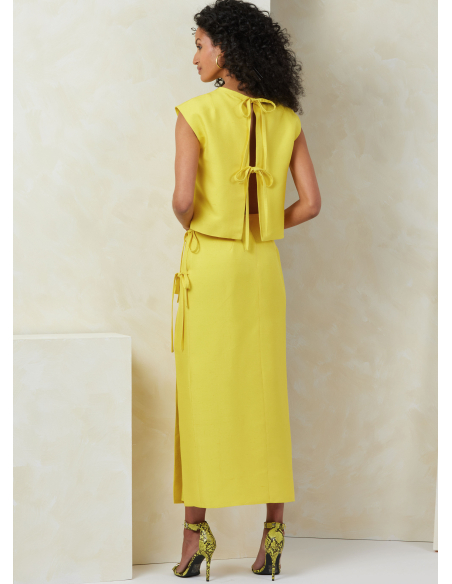 Patron Vogue 2096/Y5 (46-54) - Haut semi-ajusté et jupe fendue avec détails décoratifs