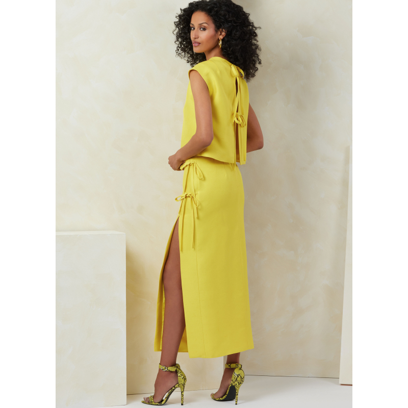 Patron Vogue 2096/Y5 (46-54) - Haut semi-ajusté et jupe fendue avec détails décoratifs