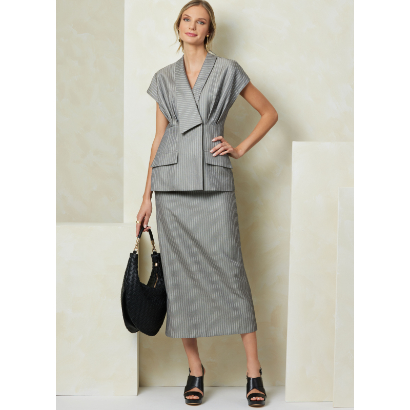 Patron Vogue 2097/U5 (44-52) - Ensemble haut col asymétrique, jupe ajustée et pantalon semi-ajusté