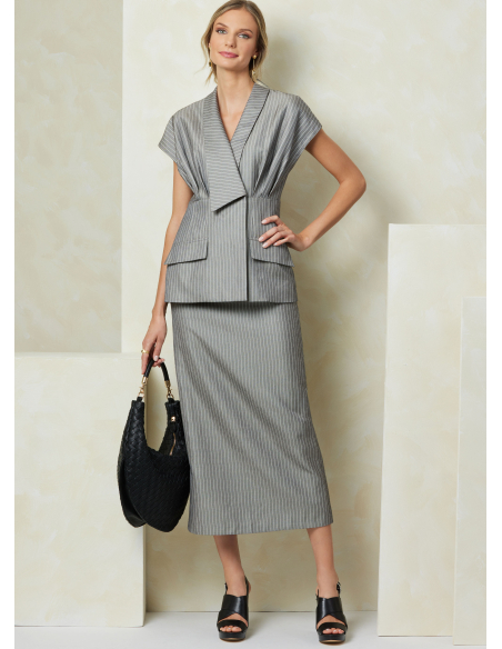 Patron Vogue 2097/U5 (44-52) - Ensemble haut col asymétrique, jupe ajustée et pantalon semi-ajusté