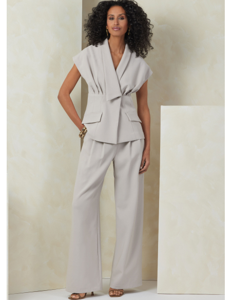 Patron Vogue 2097/U5 (44-52) - Ensemble haut col asymétrique, jupe ajustée et pantalon semi-ajusté
