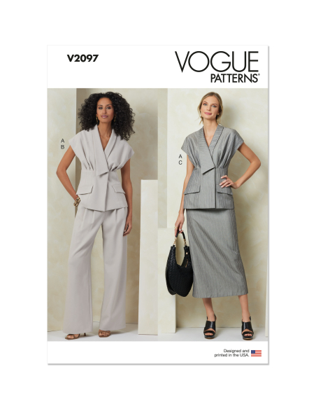 Patron Vogue 2097/U5 (44-52) - Ensemble haut col asymétrique, jupe ajustée et pantalon semi-ajusté