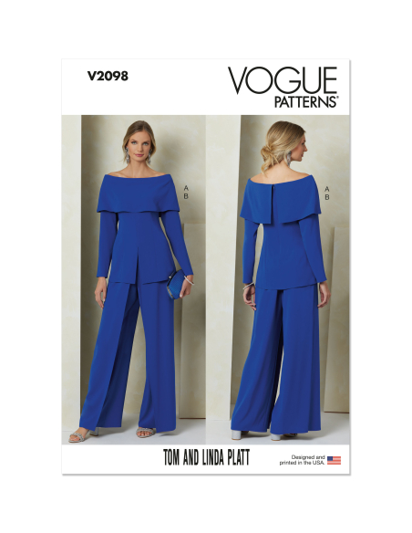 Patron Vogue 2098/B5 (36-44) - Haut moulant à manches hors épaule et pantalon à jambes larges