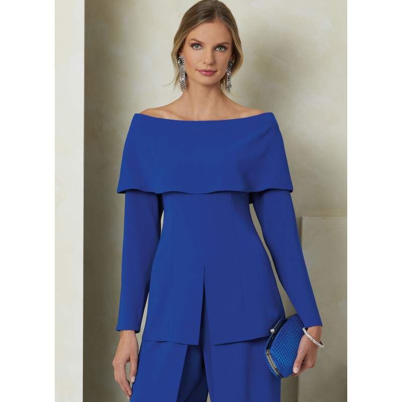 Patron Vogue 2098/Y5 (46-54) - Haut moulant à manches hors épaule et pantalon à jambes larges