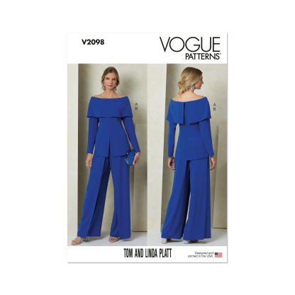 Patron Vogue 2098/Y5 (46-54) - Haut moulant à manches hors épaule et pantalon à jambes larges