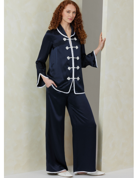 Patron Vogue 2099 (32-54) - Haut col châle à brandebourgs et pantalon évasé à attaches