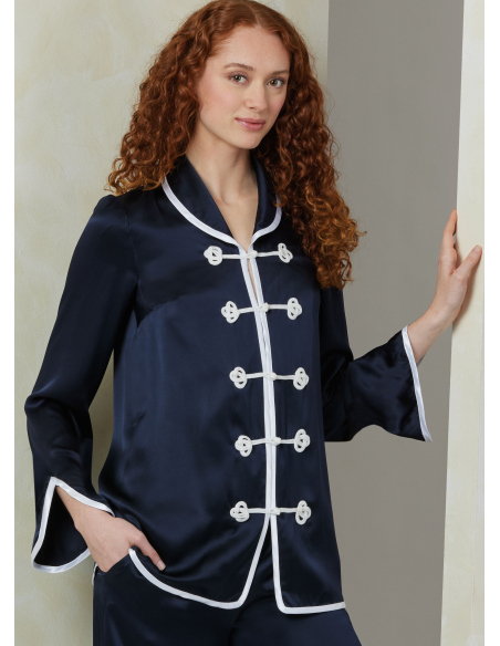 Patron Vogue 2099 (32-54) - Haut col châle à brandebourgs et pantalon évasé à attaches