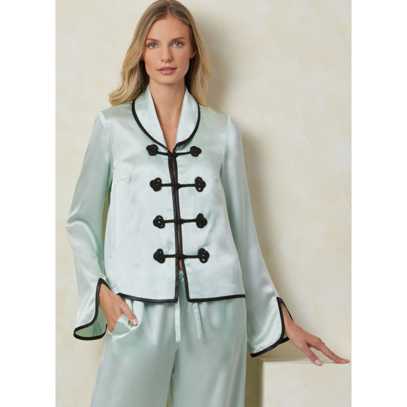 Patron Vogue 2099 (32-54) - Haut col châle à brandebourgs et pantalon évasé à attaches