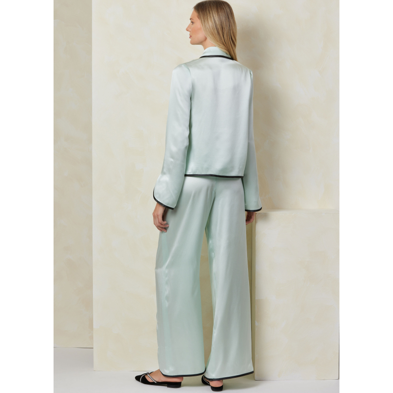 Patron Vogue 2099 (32-54) - Haut col châle à brandebourgs et pantalon évasé à attaches