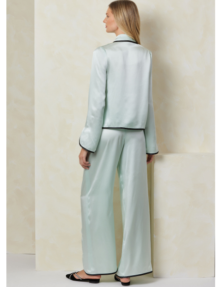 Patron Vogue 2099 (32-54) - Haut col châle à brandebourgs et pantalon évasé à attaches