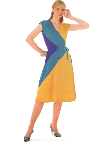 Patron Vogue 2100/R5 (42-50) - Robe portefeuille vintage ajustée à deux couleurs