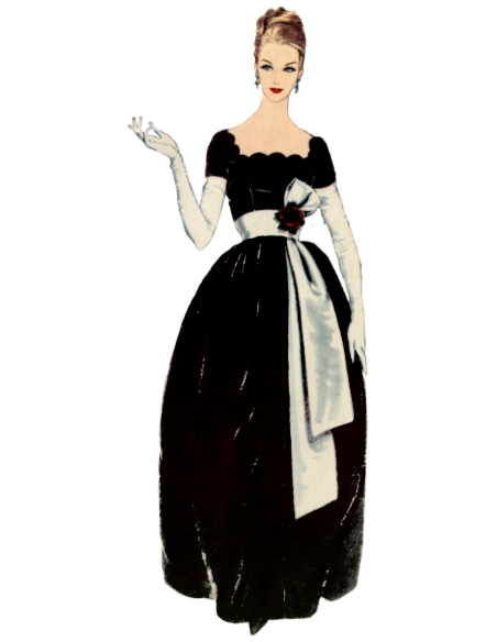 Patron Vogue 2101/H5 (34-42) - Robe vintage à encolure festonnée et ceinture-écharpe