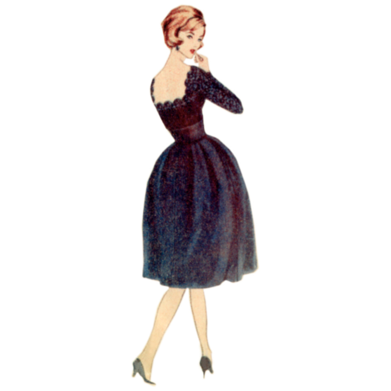 Patron Vogue 2101/U5 (44-52) - Robe vintage à encolure festonnée et ceinture-écharpe